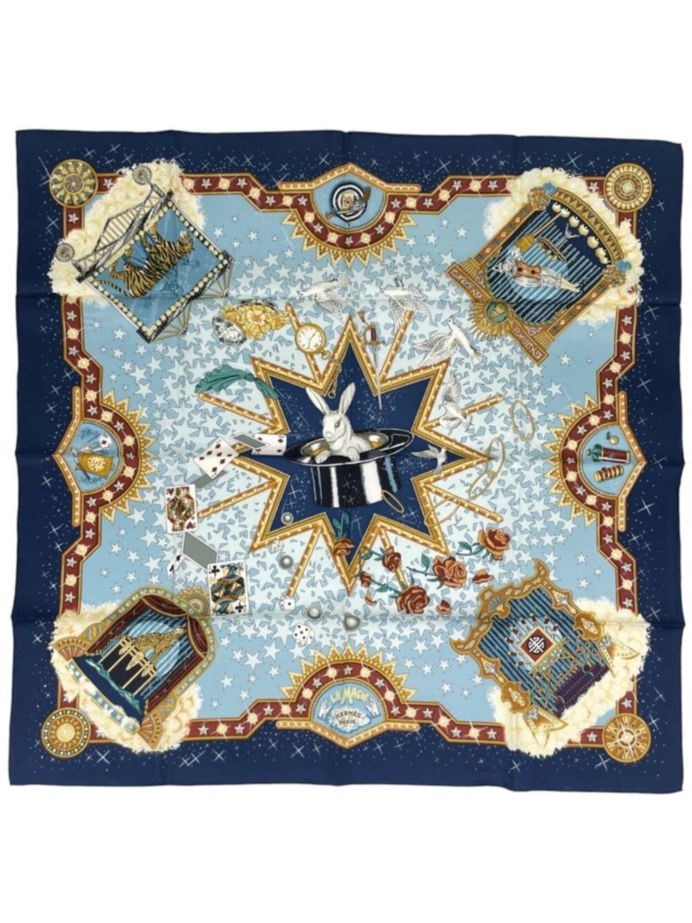 Hermes Carre 90 la Magie Scarf Magic Silk Navy Multicolor